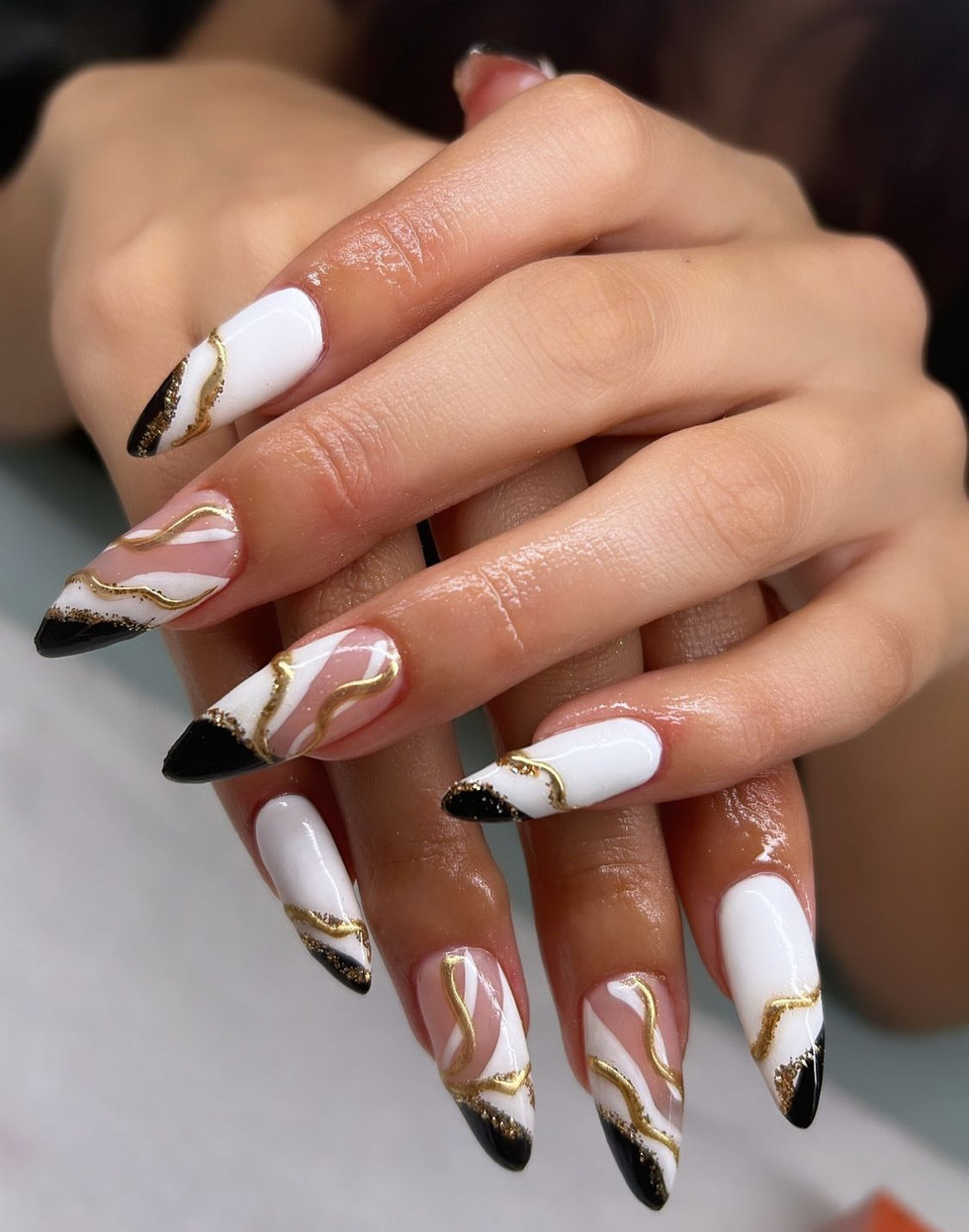 Après Nails chrome and white French manicure – nail art by Neo Nails
